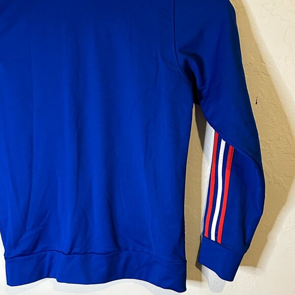 Adidas Sweat Jacket Mens Blue Medium Full Zip 3 Stripes Logo Zipper 90's - Picture 6 of 9
